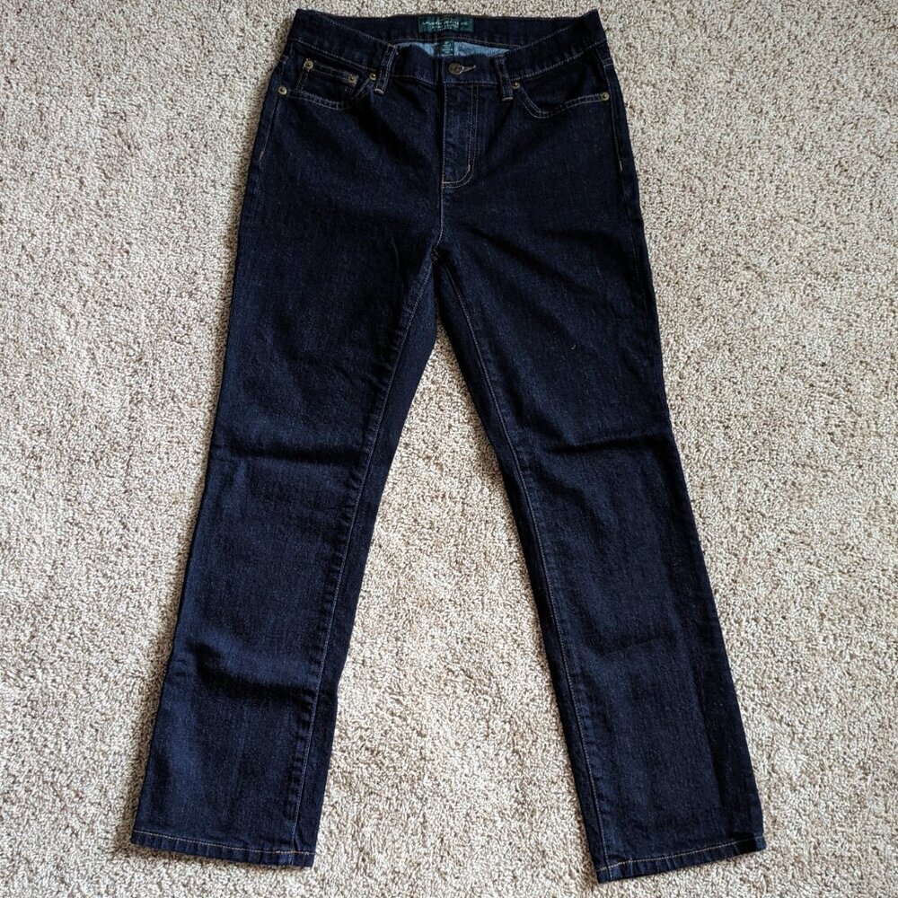 Lauren Ralph Lauren Jeans Womens Sz 8P Blue Classic Straight Dark Wash Stretch
